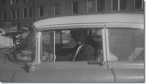 Elvis arriving - or leaving in his famous Pink Cadillac - after visiting his mother in hospital