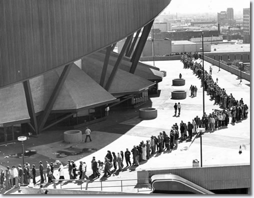 Fans lined up outside Market Square Arena to purchase tickets for Elvis Presley's last concert held on June 26 1977.