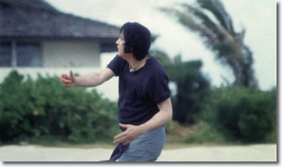 Elvis Presley playing Football in Hawaii March 1977.