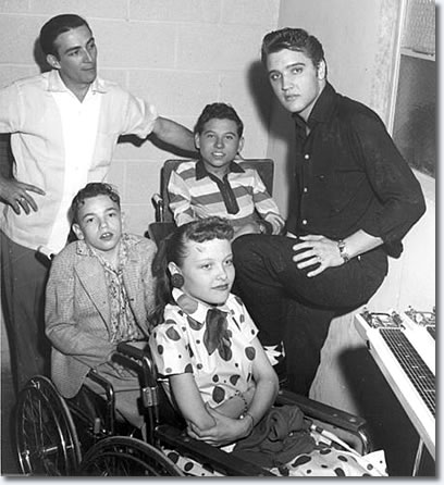Faron Young and Elvis backstage with children from the March of Dimes - Apr. 10, 1956