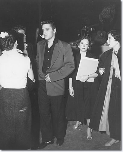 Bob Montgomery and Elvis with fan club members after performing - Apr. 10, 1956