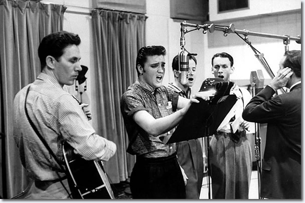 Chet Atkins, Elvis Presley, Gordon Stoker, Ben and Brock Spear - April 14, 1956