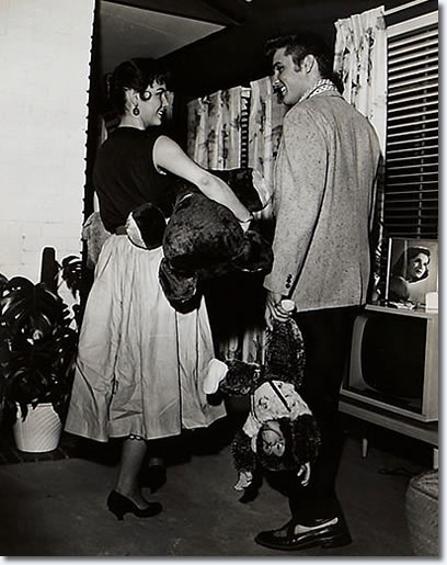 Elvis Presley and Barbara Hearn at Elvis' 1034 Audubon Drive House : June 19, 1956.