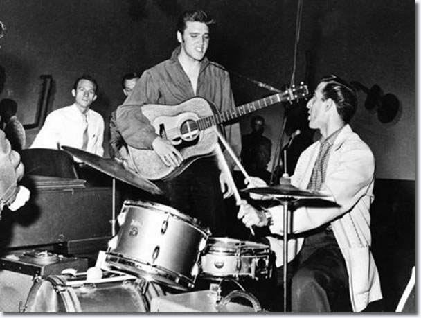 Elvis Presley and DJ Fontana : The Ed Sullivan Show Rehearsals : September 9, 1956.