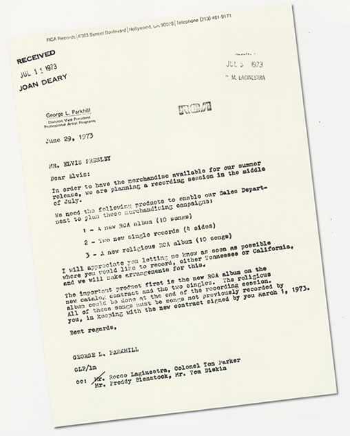 elvis 1973 presley june atlanta letter coliseum omni rca