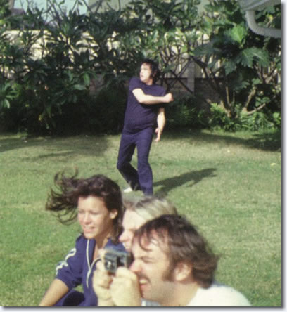 Elvis Presley playing Football in Hawaii March 1977.